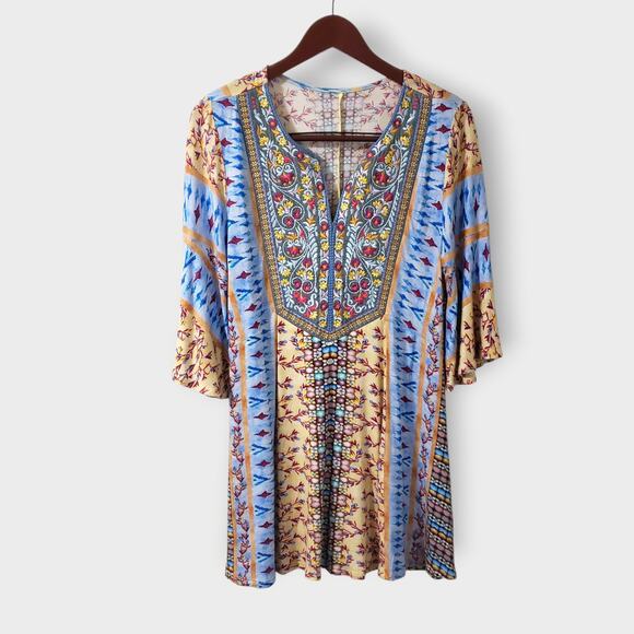 Soft Surroundings Fifi Embroidered Bell Sleeve Tunic To Sz Small Boho Floral - Picture 1 of 12